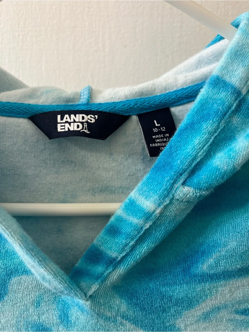 Lands' End Girls' Blue Hooded swim suit cover
